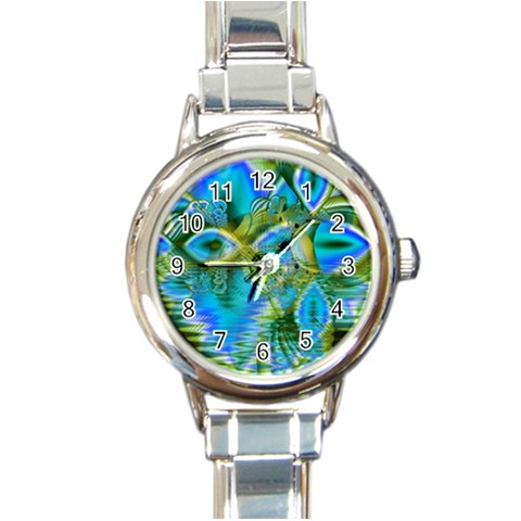 Mystical Spring, Abstract Crystal Renewal Round Italian Charm Watch from ArtsNow.com Front