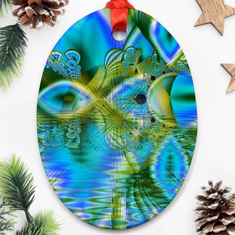 Mystical Spring, Abstract Crystal Renewal Oval Ornament from ArtsNow.com Front