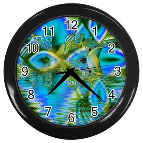 Mystical Spring, Abstract Crystal Renewal Wall Clock (Black) from ArtsNow.com Front