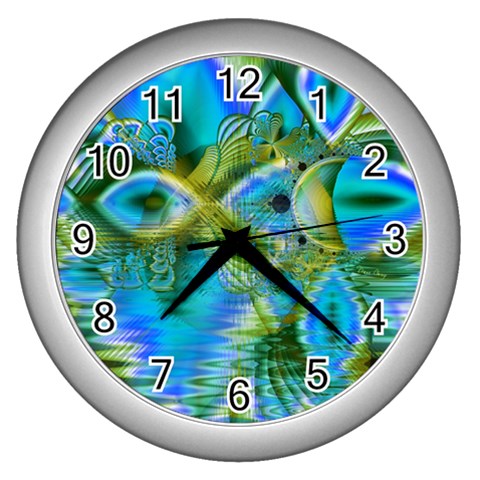 Mystical Spring, Abstract Crystal Renewal Wall Clock (Silver) from ArtsNow.com Front