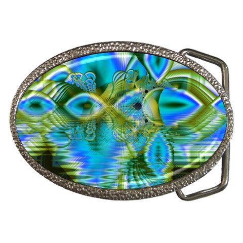 Mystical Spring, Abstract Crystal Renewal Belt Buckle (Oval) from ArtsNow.com Front