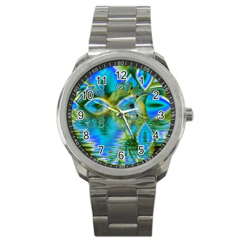 Mystical Spring, Abstract Crystal Renewal Sport Metal Watch from ArtsNow.com Front