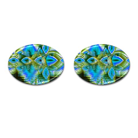 Mystical Spring, Abstract Crystal Renewal Cufflinks (Oval) from ArtsNow.com Front(Pair)