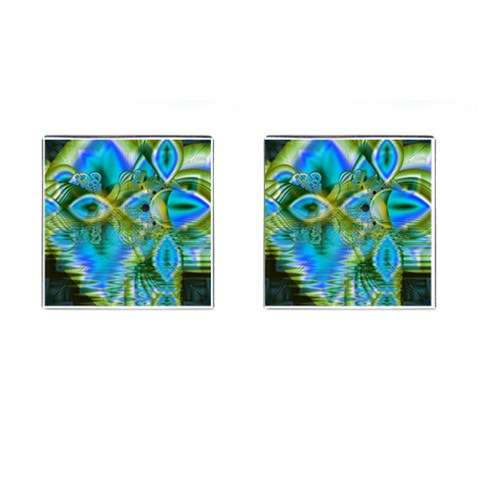 Mystical Spring, Abstract Crystal Renewal Cufflinks (Square) from ArtsNow.com Front(Pair)