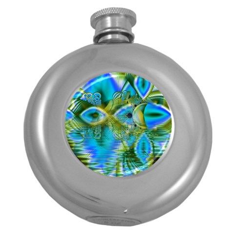 Mystical Spring, Abstract Crystal Renewal Hip Flask (Round) from ArtsNow.com Front