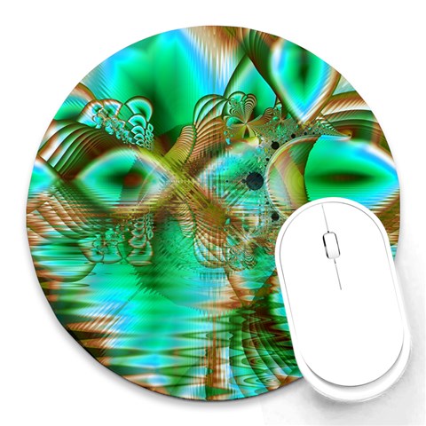 Spring Leaves, Abstract Crystal Flower Garden 8  Mouse Pad (Round) from ArtsNow.com Front