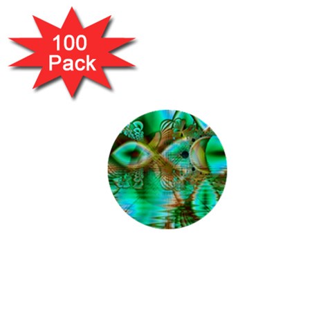 Spring Leaves, Abstract Crystal Flower Garden 1  Mini Button (100 pack) from ArtsNow.com Front