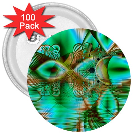 Spring Leaves, Abstract Crystal Flower Garden 3  Button (100 pack) from ArtsNow.com Front