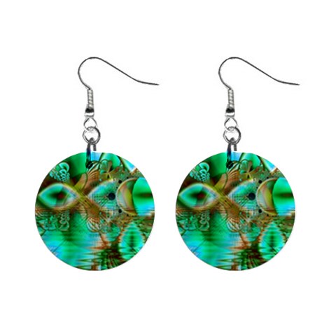 Spring Leaves, Abstract Crystal Flower Garden Mini Button Earrings from ArtsNow.com Front