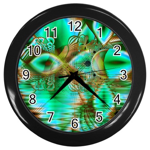 Spring Leaves, Abstract Crystal Flower Garden Wall Clock (Black) from ArtsNow.com Front