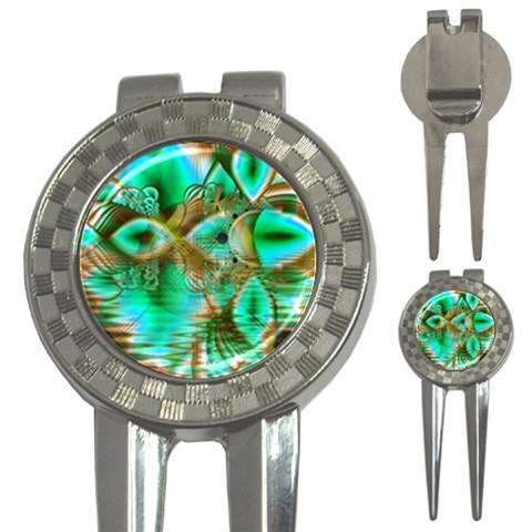 Spring Leaves, Abstract Crystal Flower Garden Golf Pitchfork & Ball Marker from ArtsNow.com Front