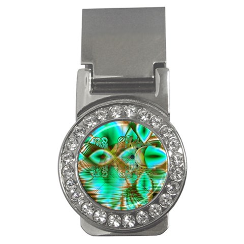 Spring Leaves, Abstract Crystal Flower Garden Money Clip (CZ) from ArtsNow.com Front