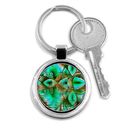 Spring Leaves, Abstract Crystal Flower Garden Key Chain (Round) from ArtsNow.com Front