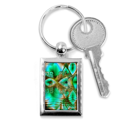 Spring Leaves, Abstract Crystal Flower Garden Key Chain (Rectangle) from ArtsNow.com Front