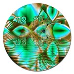 Spring Leaves, Abstract Crystal Flower Garden Magnet 5  (Round)