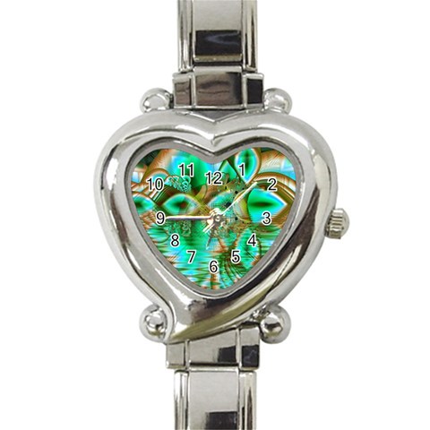 Spring Leaves, Abstract Crystal Flower Garden Heart Italian Charm Watch  from ArtsNow.com Front