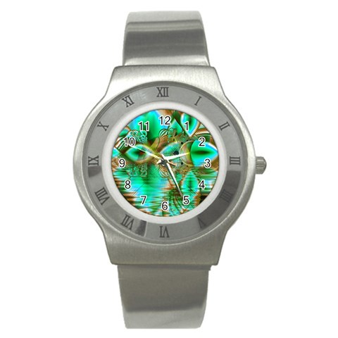 Spring Leaves, Abstract Crystal Flower Garden Stainless Steel Watch (Slim) from ArtsNow.com Front