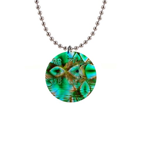 Spring Leaves, Abstract Crystal Flower Garden Button Necklace from ArtsNow.com Front