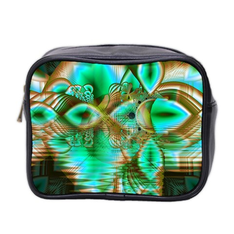 Spring Leaves, Abstract Crystal Flower Garden Mini Travel Toiletry Bag (Two Sides) from ArtsNow.com Front