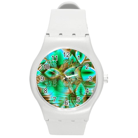 Spring Leaves, Abstract Crystal Flower Garden Plastic Sport Watch (Medium) from ArtsNow.com Front