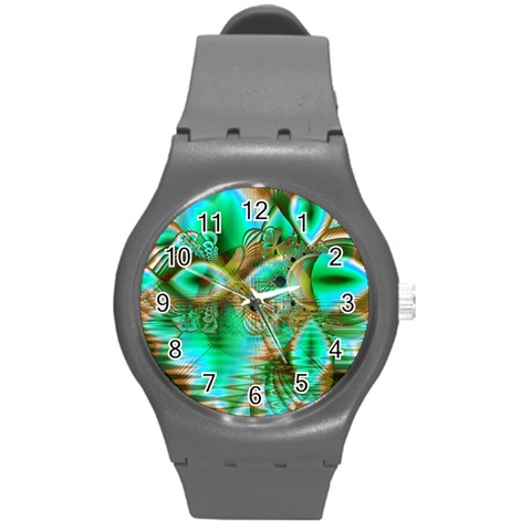 Spring Leaves, Abstract Crystal Flower Garden Plastic Sport Watch (Medium) from ArtsNow.com Front