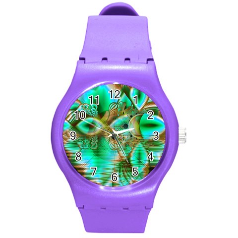 Spring Leaves, Abstract Crystal Flower Garden Plastic Sport Watch (Medium) from ArtsNow.com Front