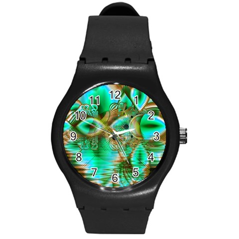 Spring Leaves, Abstract Crystal Flower Garden Plastic Sport Watch (Medium) from ArtsNow.com Front