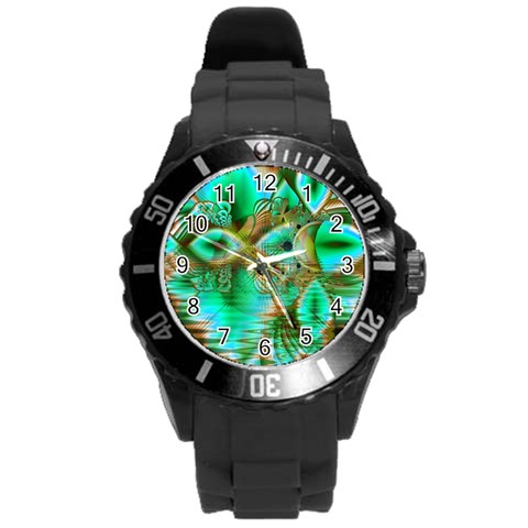 Spring Leaves, Abstract Crystal Flower Garden Plastic Sport Watch (Large) from ArtsNow.com Front