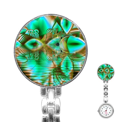 Spring Leaves, Abstract Crystal Flower Garden Stainless Steel Nurses Watch from ArtsNow.com Front