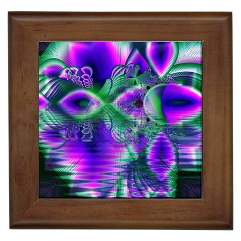 Evening Crystal Primrose, Abstract Night Flowers Framed Ceramic Tile from ArtsNow.com Front