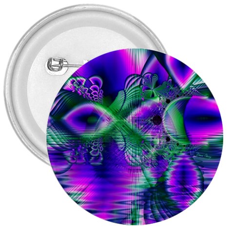 Evening Crystal Primrose, Abstract Night Flowers 3  Button from ArtsNow.com Front