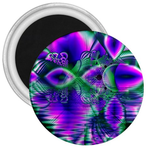 Evening Crystal Primrose, Abstract Night Flowers 3  Button Magnet from ArtsNow.com Front