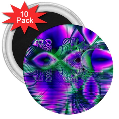 Evening Crystal Primrose, Abstract Night Flowers 3  Button Magnet (10 pack) from ArtsNow.com Front