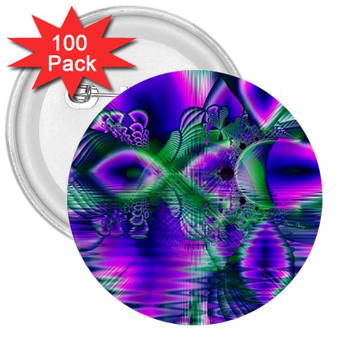 Evening Crystal Primrose, Abstract Night Flowers 3  Button (100 pack) from ArtsNow.com Front