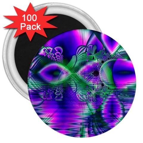 Evening Crystal Primrose, Abstract Night Flowers 3  Button Magnet (100 pack) from ArtsNow.com Front