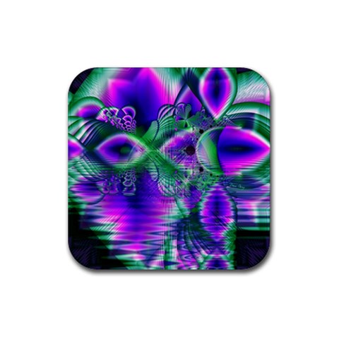 Evening Crystal Primrose, Abstract Night Flowers Drink Coaster (Square) from ArtsNow.com Front