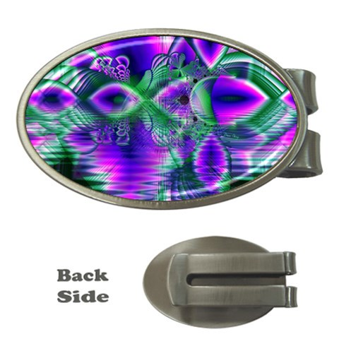 Evening Crystal Primrose, Abstract Night Flowers Money Clip (Oval) from ArtsNow.com Front