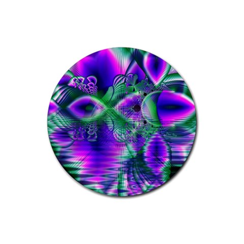 Evening Crystal Primrose, Abstract Night Flowers Drink Coaster (Round) from ArtsNow.com Front