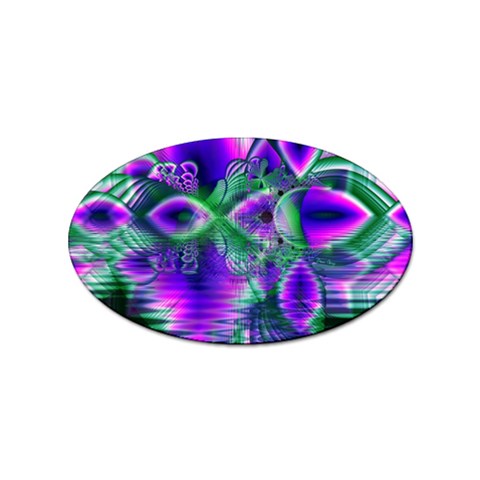 Evening Crystal Primrose, Abstract Night Flowers Sticker (Oval) from ArtsNow.com Front