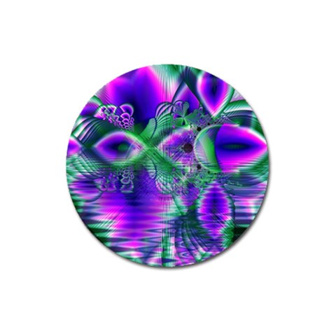 Evening Crystal Primrose, Abstract Night Flowers Magnet 3  (Round) from ArtsNow.com Front