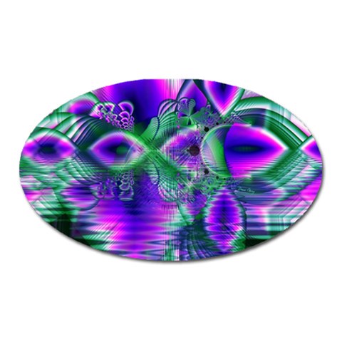 Evening Crystal Primrose, Abstract Night Flowers Magnet (Oval) from ArtsNow.com Front