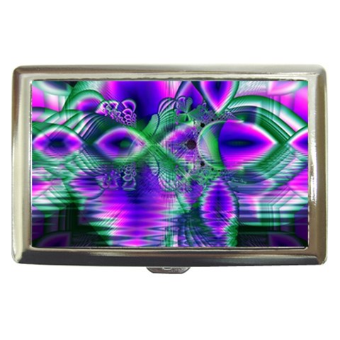 Evening Crystal Primrose, Abstract Night Flowers Cigarette Money Case from ArtsNow.com Front