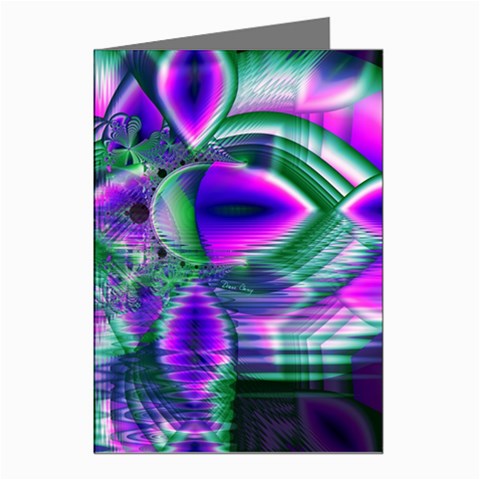 Evening Crystal Primrose, Abstract Night Flowers Greeting Card (8 Pack) from ArtsNow.com Left