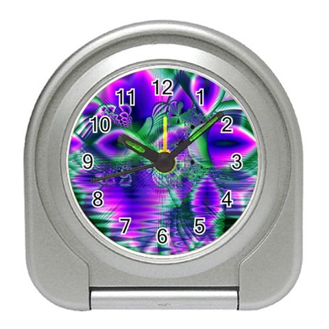 Evening Crystal Primrose, Abstract Night Flowers Desk Alarm Clock from ArtsNow.com Front