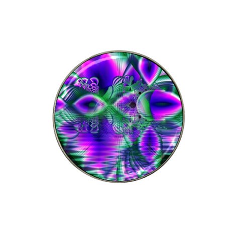 Evening Crystal Primrose, Abstract Night Flowers Golf Ball Marker (for Hat Clip) from ArtsNow.com Front