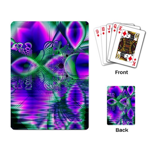 Evening Crystal Primrose, Abstract Night Flowers Playing Cards Single Design from ArtsNow.com Back