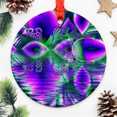 Evening Crystal Primrose, Abstract Night Flowers Round Ornament (Two Sides) from ArtsNow.com Back