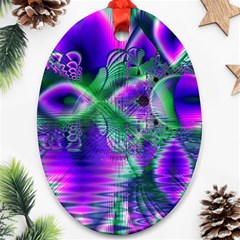 Evening Crystal Primrose, Abstract Night Flowers Oval Ornament (Two Sides) from ArtsNow.com Front