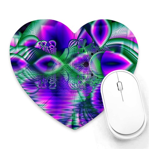 Evening Crystal Primrose, Abstract Night Flowers Mouse Pad (Heart) from ArtsNow.com Front