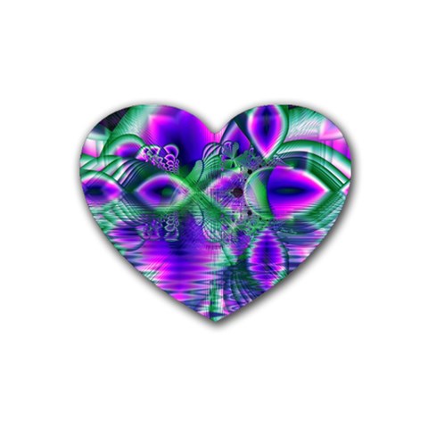 Evening Crystal Primrose, Abstract Night Flowers Drink Coasters (Heart) from ArtsNow.com Front